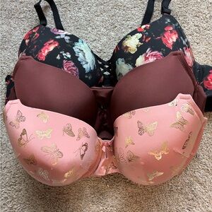 Sold! Torrid Black Floral, Pink Butterfly, and Chocolate Brown Underwire